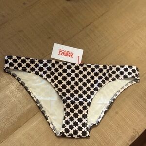 SOLID & STRIPED Black and White Patterned Bikini Bottom NWT